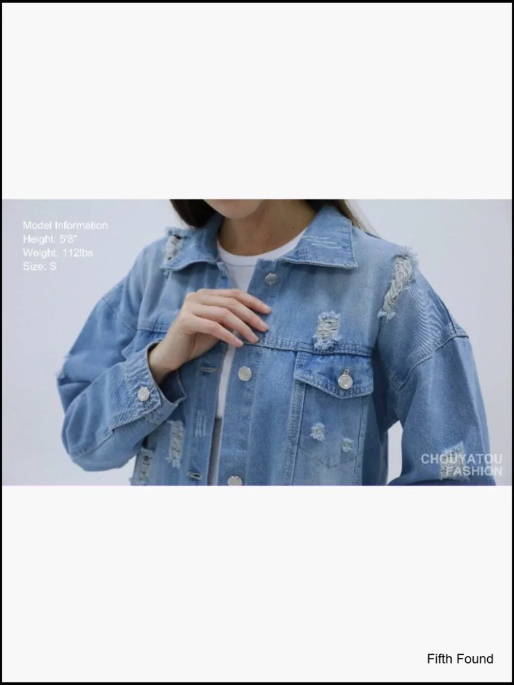 Shredded Distressed Long Denim Duster Coat Jacket Womens Oversized - Picture 6 of 7